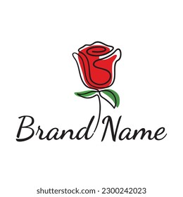 Monoline rose - beautiful flower clean modern monoline and minimalist style