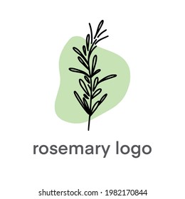 Monoline Rosemary Logo Minimalism Healthy Green Tea