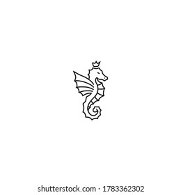 monoline sea horse logo design