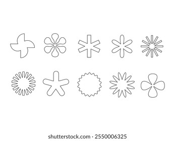 Monoline Shape Design Element Set 