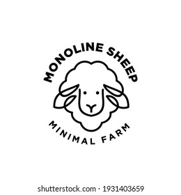 monoline sheep minimal farm badge, emblem vector icon logo illustration design isolated background