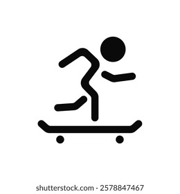 Monoline silhouette vector illustration of skateboarding on white background