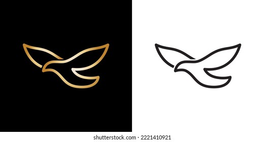 monoline simple bird logo design. Vector art illustration