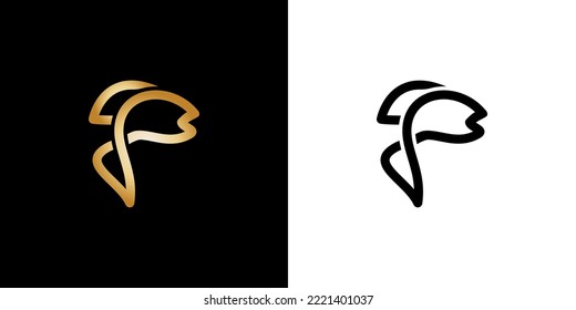diseño de logotipo de pescado simple monoline. Ilustración de vectores