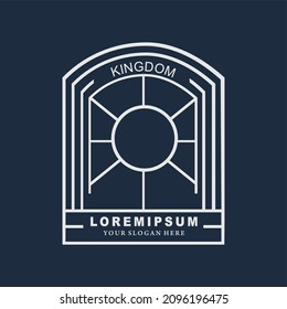 monoline simple logo cabin empié sobre fondo azul oscuro