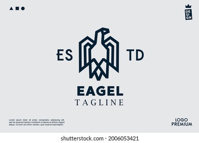 monoline simple minimalist eagle, geometric eagle logo for brand