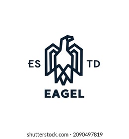 Monoline, einfacher Minimaladler, geometrisches Adlerlogo für die Marke	