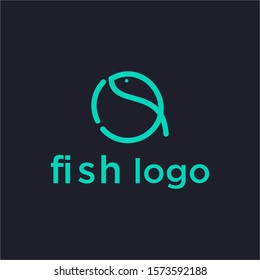 monoline simple two fish mirrored logo icon vector inspiration