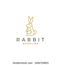 monoline sitting rabbit premium logo outline style