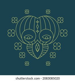Monoline-Schädel-Logo im Boho-Stil
