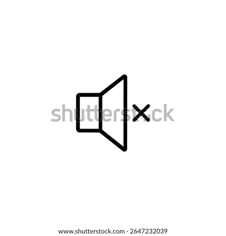 A monoline speaker symbol with a small 'x' mark, indicating that sound is off, muted, or audio is unavailable.