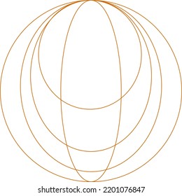 Monoline Spherical Retro Futuristic Design Vector