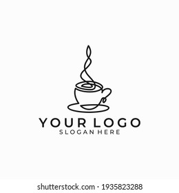 monoline style coffee logo design