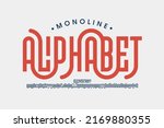 Monoline style font design, set of alphabet letters and numbers vector illustration