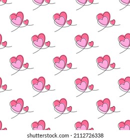 Monoline style hearts seamless vector pattern. Happy Valentine's Day endless background.