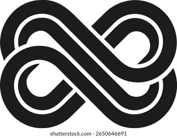 Design de logotipo de símbolo infinito de estilo monolínico com forma simples entrelaçada