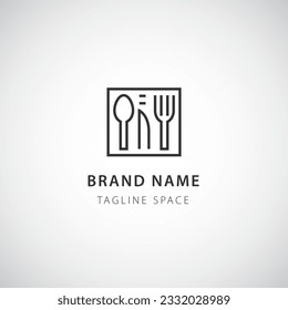 Plantilla de logotipo de estilo monolíneo para el logotipo del restaurante