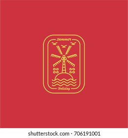 Monoline Summer Holiday Badge, Emblem or logo template