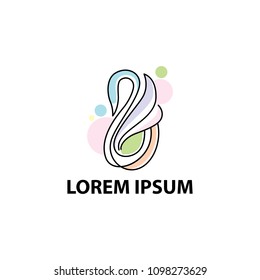 monoline swan line art logo template