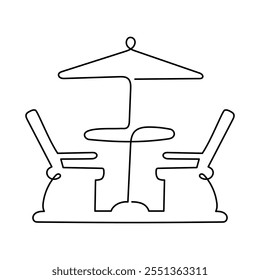 Monoline Terrace Icon. Simple Line Outdoor Seating Icon.
Minimalist Patio Furniture Vector.