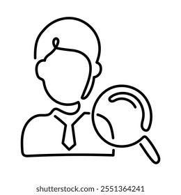 Monoline Test Person Icon. Simple Line Male Test Subject Icon. Minimalist Clinical Trial Participant Vector.