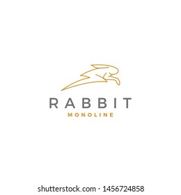 monoline thunder jumping rabbit premium logo outline style