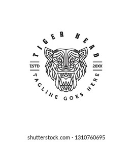 Monoline Tiger Head Logo Icon Vector Stock Vector (Royalty Free ...