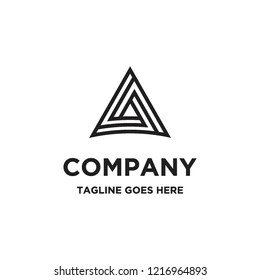 monoline triangle as letter A logo icon vector