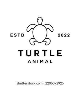 Monoline Turtle animal Logo vector design graphic emblem