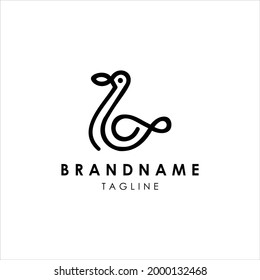 monoline vector animal goose logo. art style. modern geometric logo design.