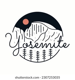Monoline vector design of Yosemite National Park for Nature outdoor design