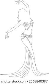 Monoline vector illustration of a belly dancer silhouette