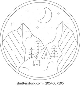 monoline Vektorgrafik der Berge