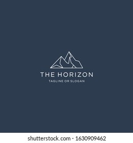 monoline vector mountain and outdoor adventures logo