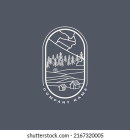 monoline view mountain logo design free vector