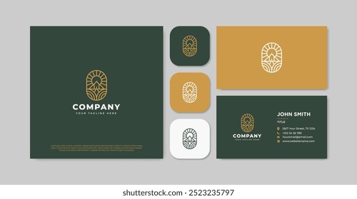 Monoline vintage house logo and business card	