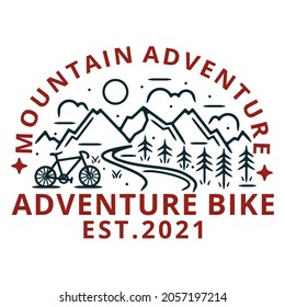 monoline vintage outdoor badge design with bike	