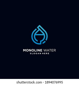 monoline water simple, creative, minimal water wave with droplet logo design inspiration