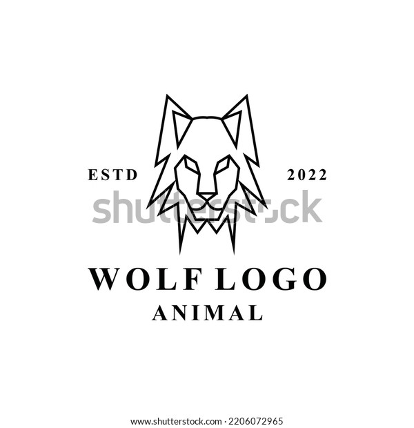 Monoline Wolf Head Logo Vector Design Stock Vector (Royalty Free ...