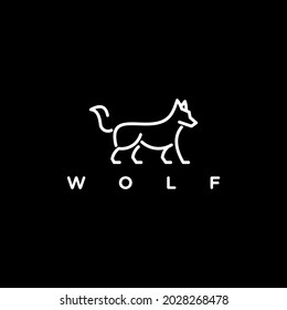 monoline wolf icon logo,abstract logo hunting wolf