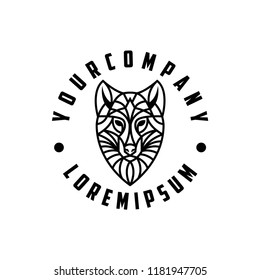 Monoline Wolf Mascot Logo