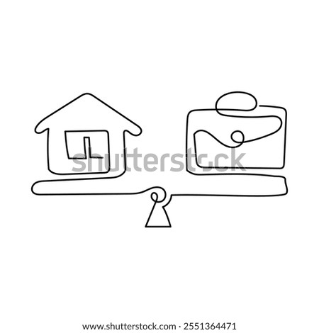 Monoline Work-Life Balance Icon. Simple Line Work-Life Balance Symbol. Minimalist Balance Between Work and Life Vector.