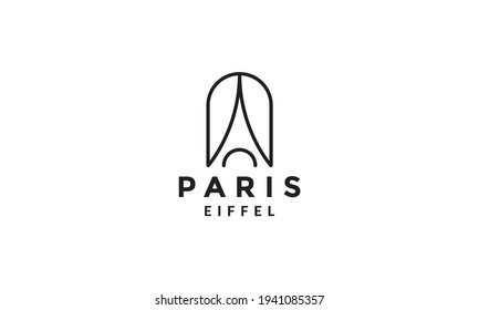 monolines Eiffel Paris tower logo vector symbol icon design illustration