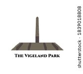 Monolith landmark in the Vigeland park in Oslo, Norway. European vacation collection. Flat famous historic sight; cartoon style web site vector illustration