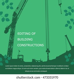 monolithic construction with building and crane for background