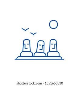 Monolith,megalith,easter Land Line Icon Concept. Monolith,megalith,easter Land Flat  Vector Symbol, Sign, Outline Illustration.