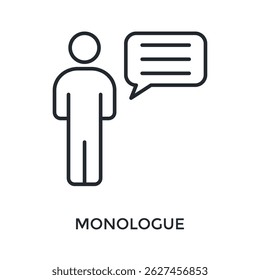 Monologue Icon Outline Style. Vector Illustration For Graphic Design