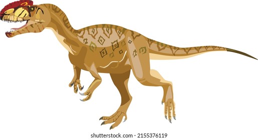 Monolophosaurus is a genus of theropod dinosaur. Vector illustration