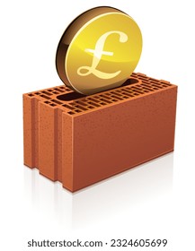 Monomur brick and sterling pound investment (isolated)