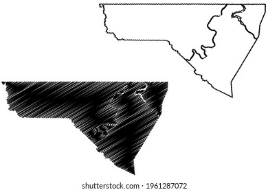 Monongalia County, State of West Virginia (U.S. county, United States of America) map vector illustration, scribble sketch Mon map